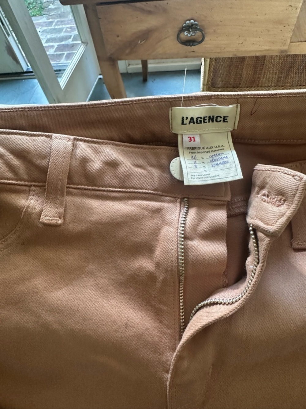 L'AGENCE Camel High-Rise Cotton Trousers